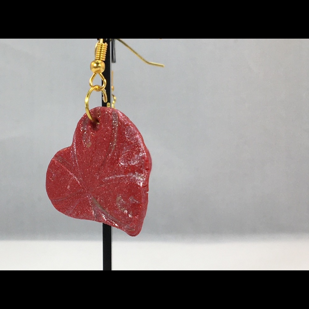 Unique Handmade Red Heart Polymer Clay Earrings - Picture 4 of 8